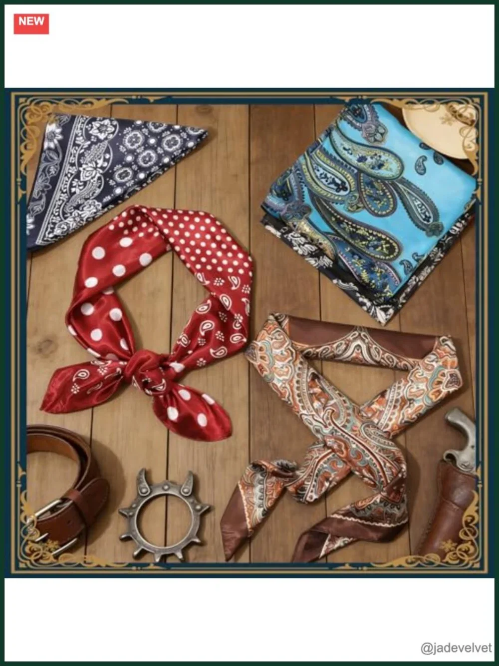 6-Pack 35 Inch Wild Rag Cowboy Neckerchief Polyester Square Bandana Silk Like